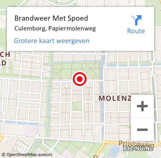 Locatie op kaart van de 112 melding: Brandweer Met Spoed Naar Culemborg, Papiermolenweg op 7 mei 2021 10:51