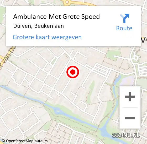 Locatie op kaart van de 112 melding: Ambulance Met Grote Spoed Naar Duiven, Beukenlaan op 7 mei 2021 11:06