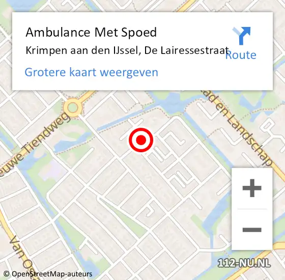 Locatie op kaart van de 112 melding: Ambulance Met Spoed Naar Krimpen aan den IJssel, De Lairessestraat op 7 mei 2021 13:12