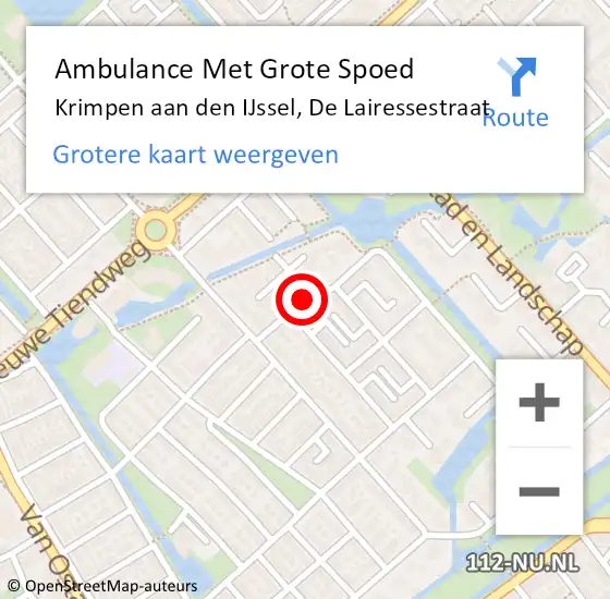 Locatie op kaart van de 112 melding: Ambulance Met Grote Spoed Naar Krimpen aan den IJssel, De Lairessestraat op 7 mei 2021 13:14