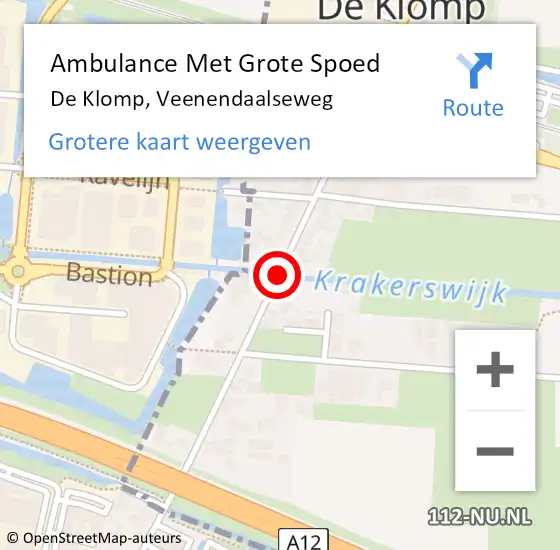 Locatie op kaart van de 112 melding: Ambulance Met Grote Spoed Naar De Klomp, Veenendaalseweg op 7 mei 2021 13:53