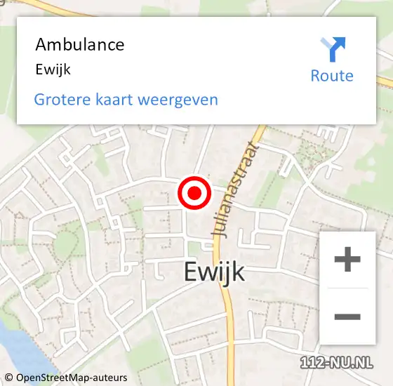 Locatie op kaart van de 112 melding: Ambulance Ewijk op 7 mei 2021 14:05