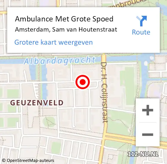 Locatie op kaart van de 112 melding: Ambulance Met Grote Spoed Naar Amsterdam, Sam van Houtenstraat op 7 mei 2021 14:17