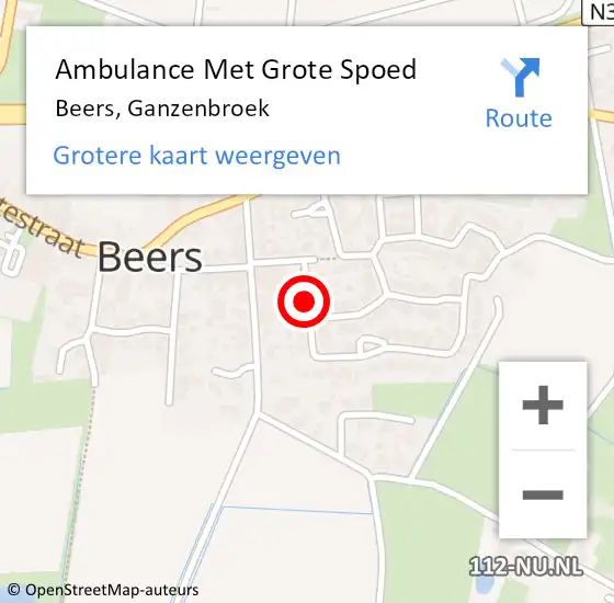 Locatie op kaart van de 112 melding: Ambulance Met Grote Spoed Naar Beers, Ganzenbroek op 7 mei 2021 14:41