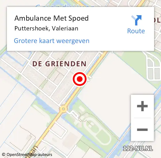 Locatie op kaart van de 112 melding: Ambulance Met Spoed Naar Puttershoek, Valeriaan op 7 mei 2021 15:40