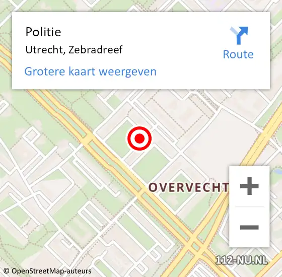 Locatie op kaart van de 112 melding: Politie Utrecht, Zebradreef op 7 mei 2021 19:26