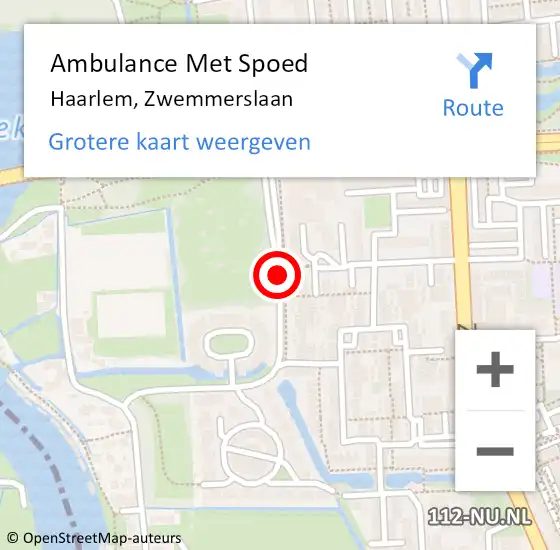 Locatie op kaart van de 112 melding: Ambulance Met Spoed Naar Haarlem, Zwemmerslaan op 7 mei 2021 20:02