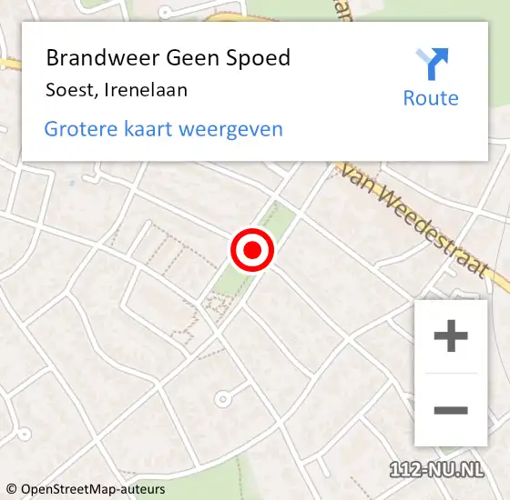 Locatie op kaart van de 112 melding: Brandweer Geen Spoed Naar Soest, Irenelaan op 7 mei 2021 21:44