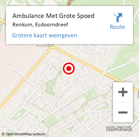Locatie op kaart van de 112 melding: Ambulance Met Grote Spoed Naar Renkum, Esdoorndreef op 9 mei 2021 03:19