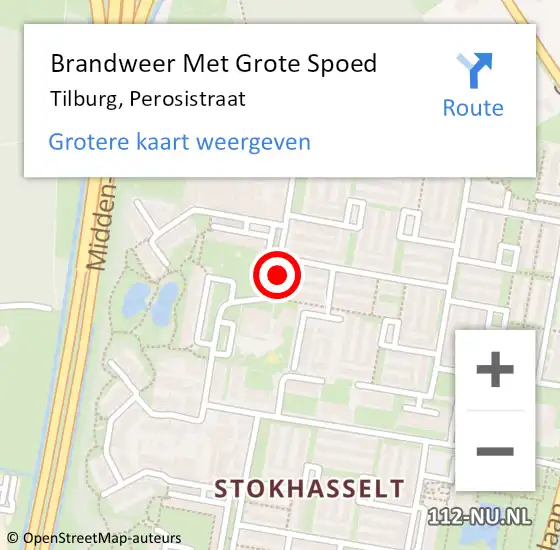 Locatie op kaart van de 112 melding: Brandweer Met Grote Spoed Naar Tilburg, Perosistraat op 9 mei 2021 04:03