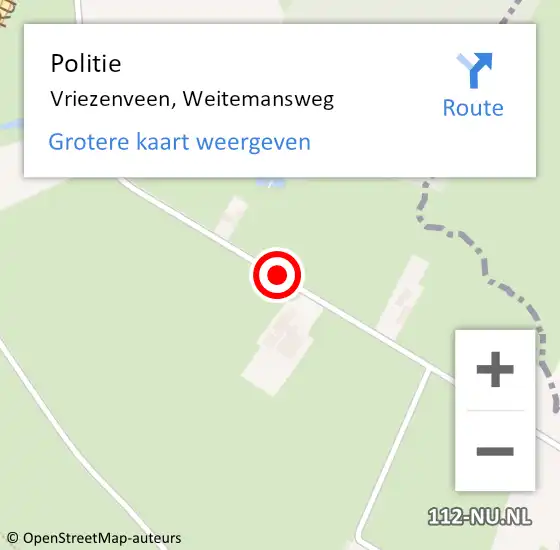 Locatie op kaart van de 112 melding: Politie Vriezenveen, Weitemansweg op 9 mei 2021 06:53