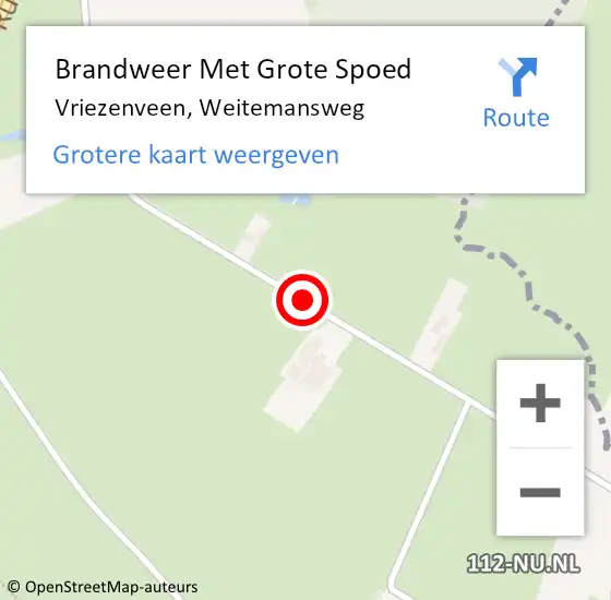 Locatie op kaart van de 112 melding: Brandweer Met Grote Spoed Naar Vriezenveen, Weitemansweg op 9 mei 2021 06:54