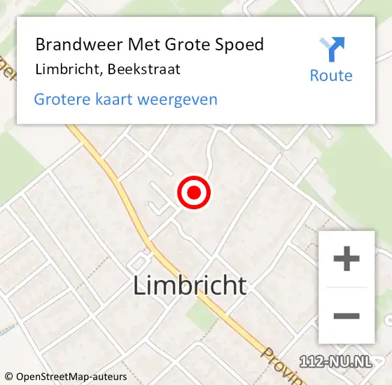 Locatie op kaart van de 112 melding: Brandweer Met Grote Spoed Naar Limbricht, Beekstraat op 9 mei 2021 08:53