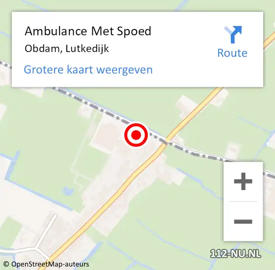 Locatie op kaart van de 112 melding: Ambulance Met Spoed Naar Obdam, Lutkedijk op 9 mei 2021 10:22