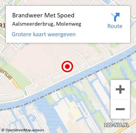 Locatie op kaart van de 112 melding: Brandweer Met Spoed Naar Aalsmeerderbrug, Molenweg op 9 mei 2021 10:49