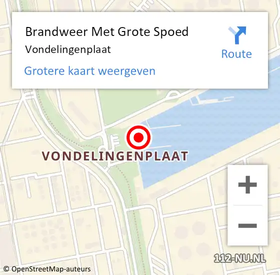 Locatie op kaart van de 112 melding: Brandweer Met Grote Spoed Naar Vondelingenplaat op 9 mei 2021 10:57