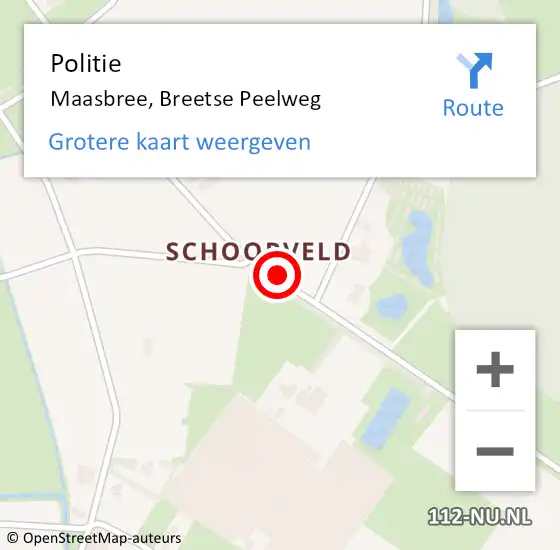 Locatie op kaart van de 112 melding: Politie Maasbree, Breetse Peelweg op 9 mei 2021 11:29