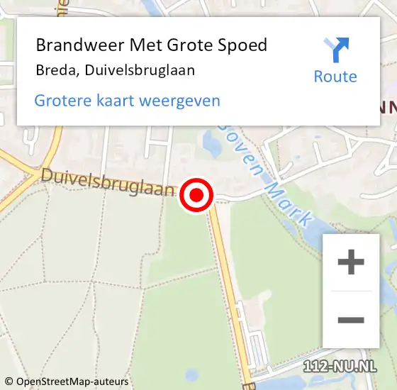 Locatie op kaart van de 112 melding: Brandweer Met Grote Spoed Naar Breda, Duivelsbruglaan op 9 mei 2021 11:34