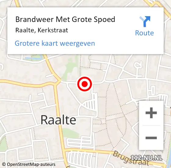 Locatie op kaart van de 112 melding: Brandweer Met Grote Spoed Naar Raalte, Kerkstraat op 9 mei 2021 11:40