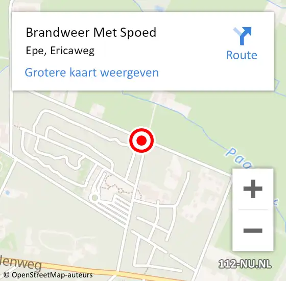 Locatie op kaart van de 112 melding: Brandweer Met Spoed Naar Epe, Ericaweg op 9 mei 2021 12:10