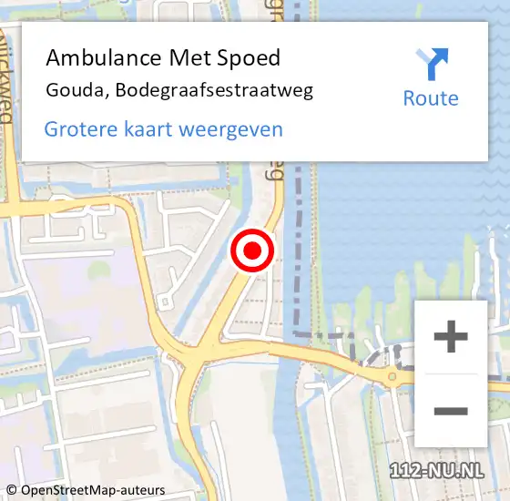 Locatie op kaart van de 112 melding: Ambulance Met Spoed Naar Gouda, Bodegraafsestraatweg op 9 mei 2021 12:14