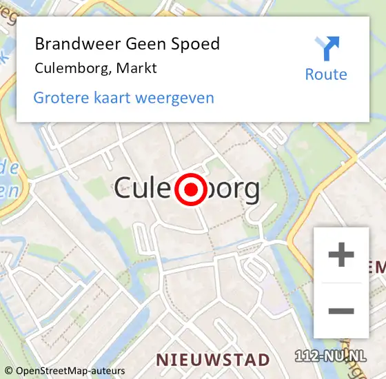 Locatie op kaart van de 112 melding: Brandweer Geen Spoed Naar Culemborg, Markt op 9 mei 2021 12:18