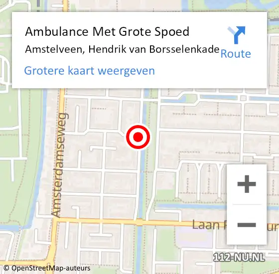 Locatie op kaart van de 112 melding: Ambulance Met Grote Spoed Naar Amstelveen, Hendrik Van Borsselenkade op 9 mei 2021 12:46