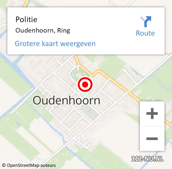 Locatie op kaart van de 112 melding: Politie Oudenhoorn, Ring op 9 mei 2021 12:54