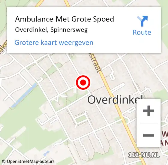 Locatie op kaart van de 112 melding: Ambulance Met Grote Spoed Naar Overdinkel, Spinnersweg op 9 mei 2021 13:45