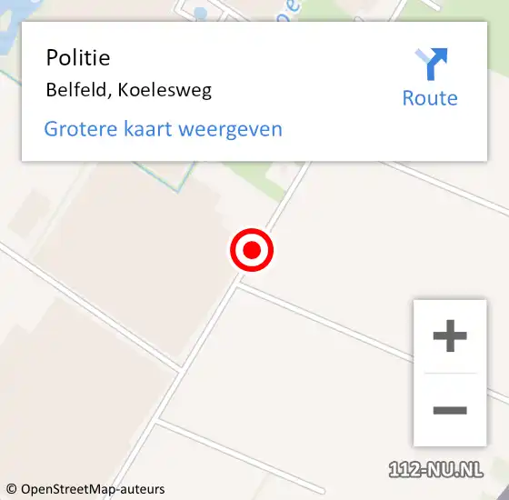 Locatie op kaart van de 112 melding: Politie Belfeld, Koelesweg op 9 mei 2021 13:47