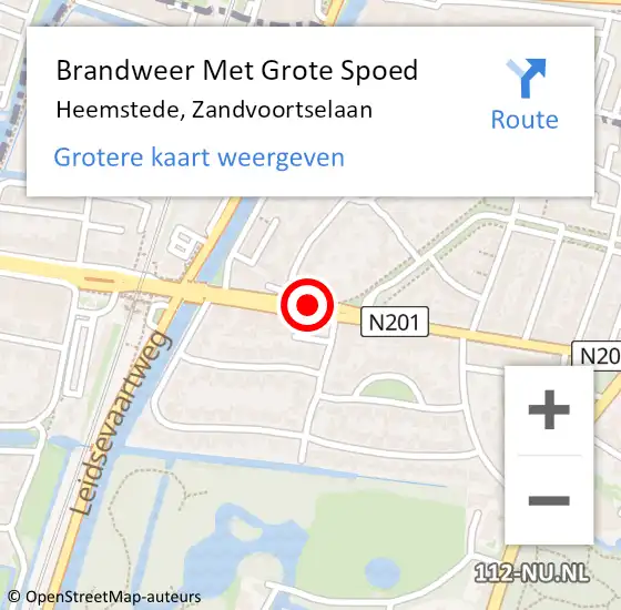 Locatie op kaart van de 112 melding: Brandweer Met Grote Spoed Naar Heemstede, Zandvoortselaan op 9 mei 2021 15:52