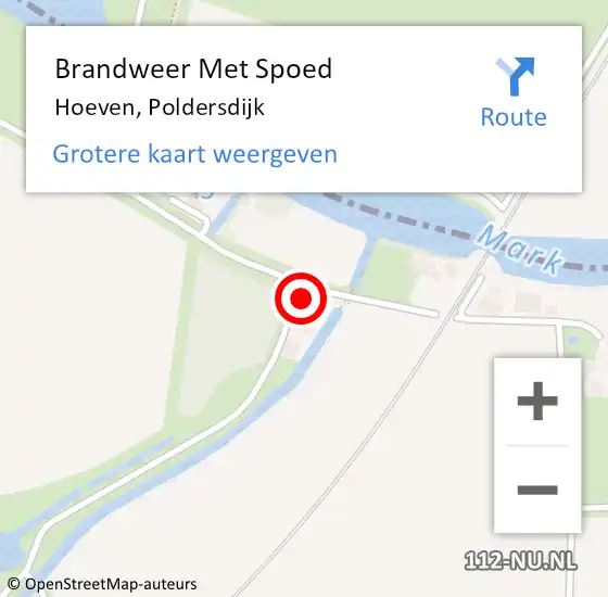 Locatie op kaart van de 112 melding: Brandweer Met Spoed Naar Hoeven, Poldersdijk op 10 juni 2014 05:17