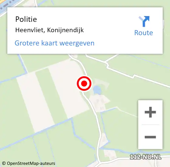 Locatie op kaart van de 112 melding: Politie Heenvliet, Konijnendijk op 9 mei 2021 17:46