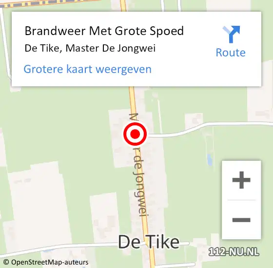 Locatie op kaart van de 112 melding: Brandweer Met Grote Spoed Naar De Tike, Master De Jongwei op 9 mei 2021 18:50