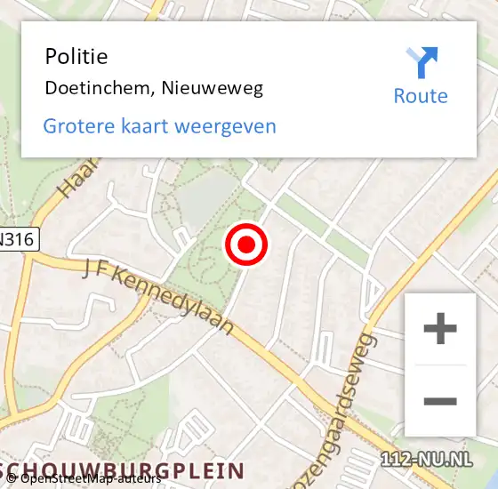 Locatie op kaart van de 112 melding: Politie Doetinchem, Nieuweweg op 9 mei 2021 20:14