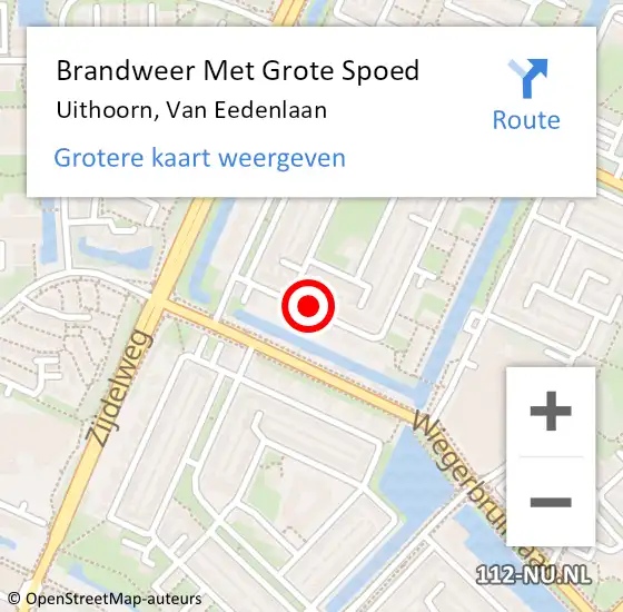 Locatie op kaart van de 112 melding: Brandweer Met Grote Spoed Naar Uithoorn, Van Eedenlaan op 9 mei 2021 21:01