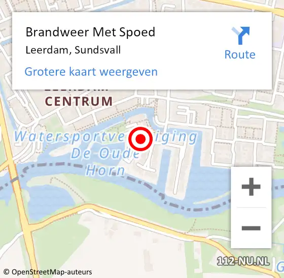 Locatie op kaart van de 112 melding: Brandweer Met Spoed Naar Leerdam, Sundsvall op 9 mei 2021 21:24