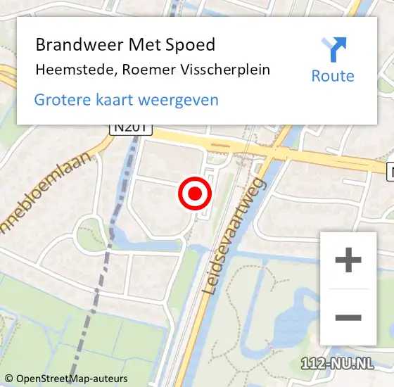 Locatie op kaart van de 112 melding: Brandweer Met Spoed Naar Heemstede, Roemer Visscherplein op 9 mei 2021 22:01