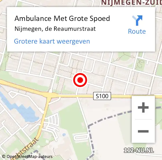 Locatie op kaart van de 112 melding: Ambulance Met Grote Spoed Naar Nijmegen, de Reaumurstraat op 9 mei 2021 22:13