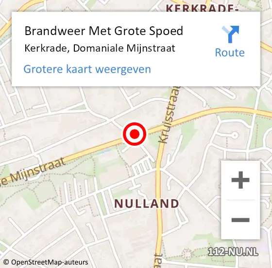 Locatie op kaart van de 112 melding: Brandweer Met Grote Spoed Naar Kerkrade, Domaniale Mijnstraat op 9 mei 2021 22:33