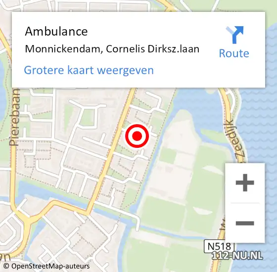 Locatie op kaart van de 112 melding: Ambulance Monnickendam, Cornelis Dirksz.laan op 10 mei 2021 03:47