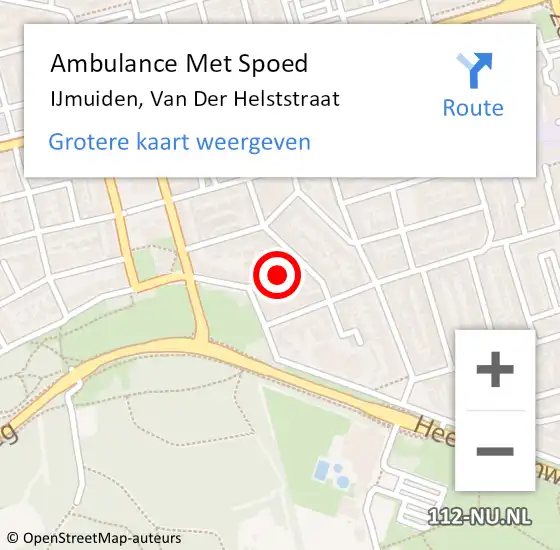 Locatie op kaart van de 112 melding: Ambulance Met Spoed Naar IJmuiden, Van Der Helststraat op 10 mei 2021 08:20