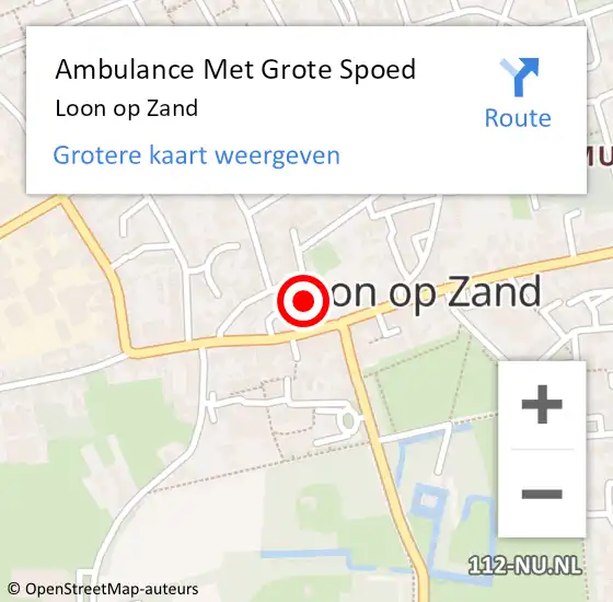 Locatie op kaart van de 112 melding: Ambulance Met Grote Spoed Naar Loon op Zand op 10 mei 2021 11:17