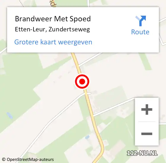 Locatie op kaart van de 112 melding: Brandweer Met Spoed Naar Etten-Leur, Zundertseweg op 10 mei 2021 11:58