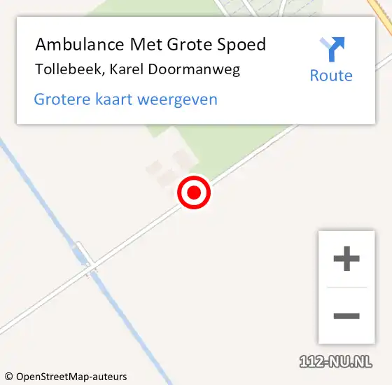 Locatie op kaart van de 112 melding: Ambulance Met Grote Spoed Naar Tollebeek, Karel Doormanweg op 10 mei 2021 12:55