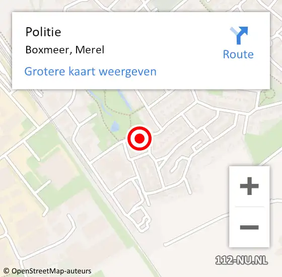 Locatie op kaart van de 112 melding: Politie Boxmeer, Merel op 10 mei 2021 13:30