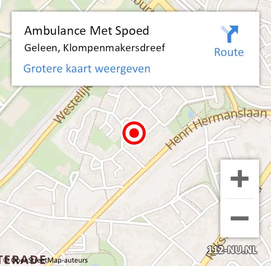 Locatie op kaart van de 112 melding: Ambulance Met Spoed Naar Geleen, Klompenmakersdreef op 10 juni 2014 08:13