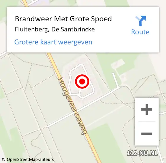 Locatie op kaart van de 112 melding: Brandweer Met Grote Spoed Naar Fluitenberg, De Santbrincke op 10 mei 2021 14:00