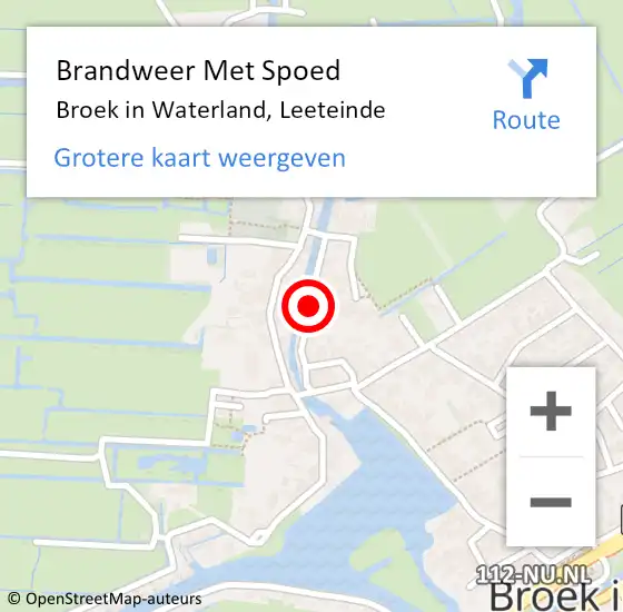 Locatie op kaart van de 112 melding: Brandweer Met Spoed Naar Broek in Waterland, Leeteinde op 10 mei 2021 14:17