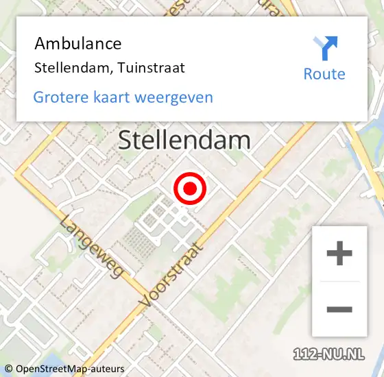 Locatie op kaart van de 112 melding: Ambulance Stellendam, Tuinstraat op 10 mei 2021 15:58